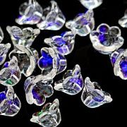 Бусина "Колокольчик", стекло, цвет белый AB, 12x8 мм