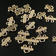 Коннектор "Дуо", позолота/цирконий, 7.5x10.5x2 мм