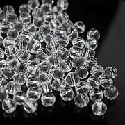 Бусина, стекло 6, граненая, цвет прозрачный, 6 мм