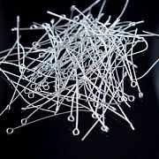 Пины с петлей, цвет серебро, 50х0.7 мм (уп ок. 180 шт)