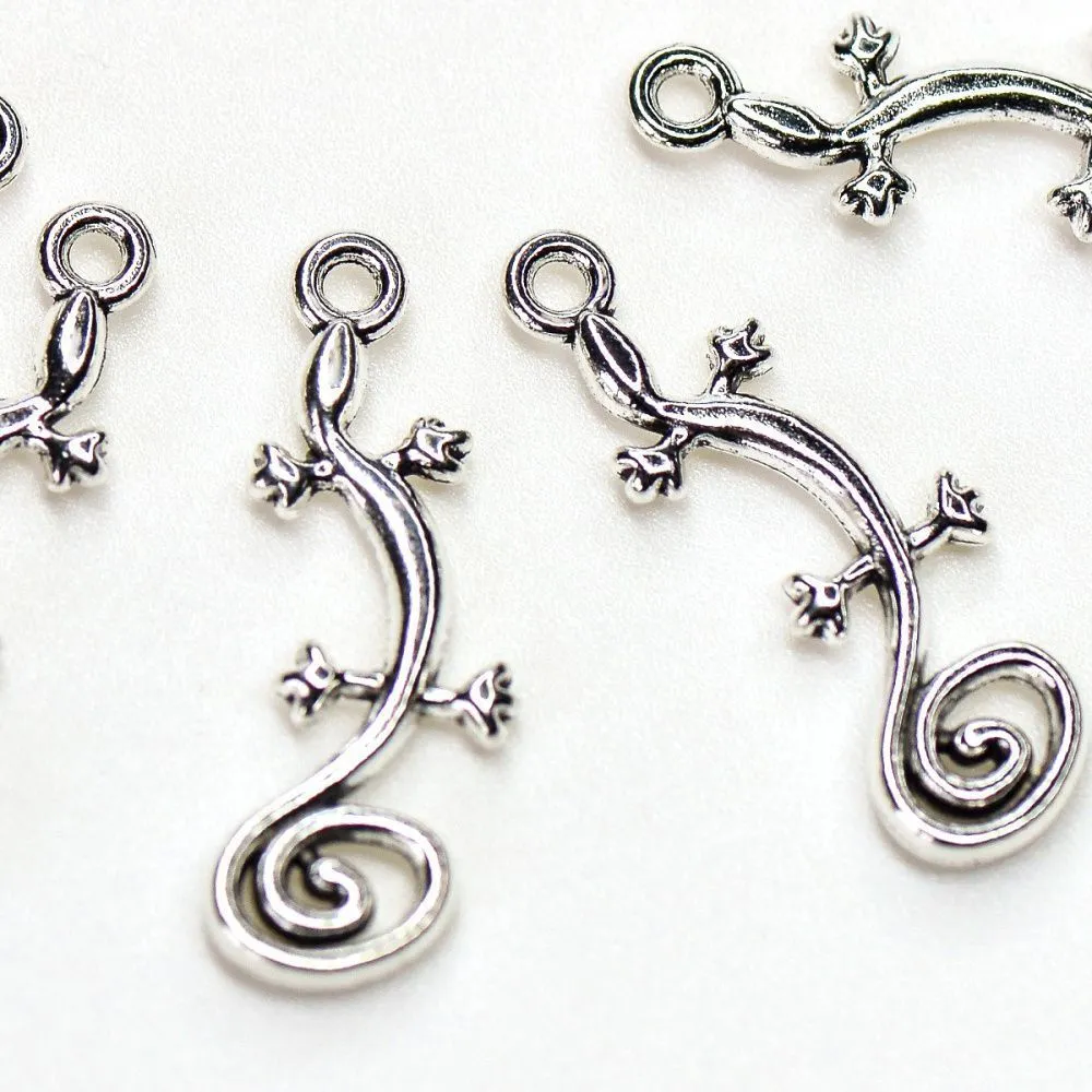 подвеска металлическая "геккон", цвет античное серебро, 29x10.5x2 мм