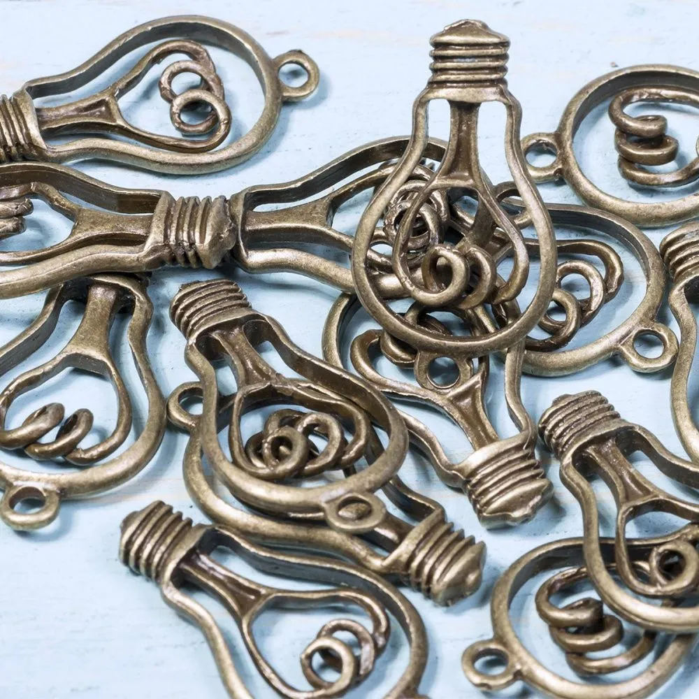 подвеска металлическая "лампочка", цвет античная бронза, 33x17x6 мм