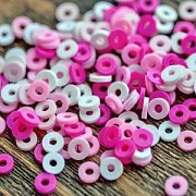 Бусина "Хейши" плоская, полимерная глина, розовый микс, 6х0.5-1 мм