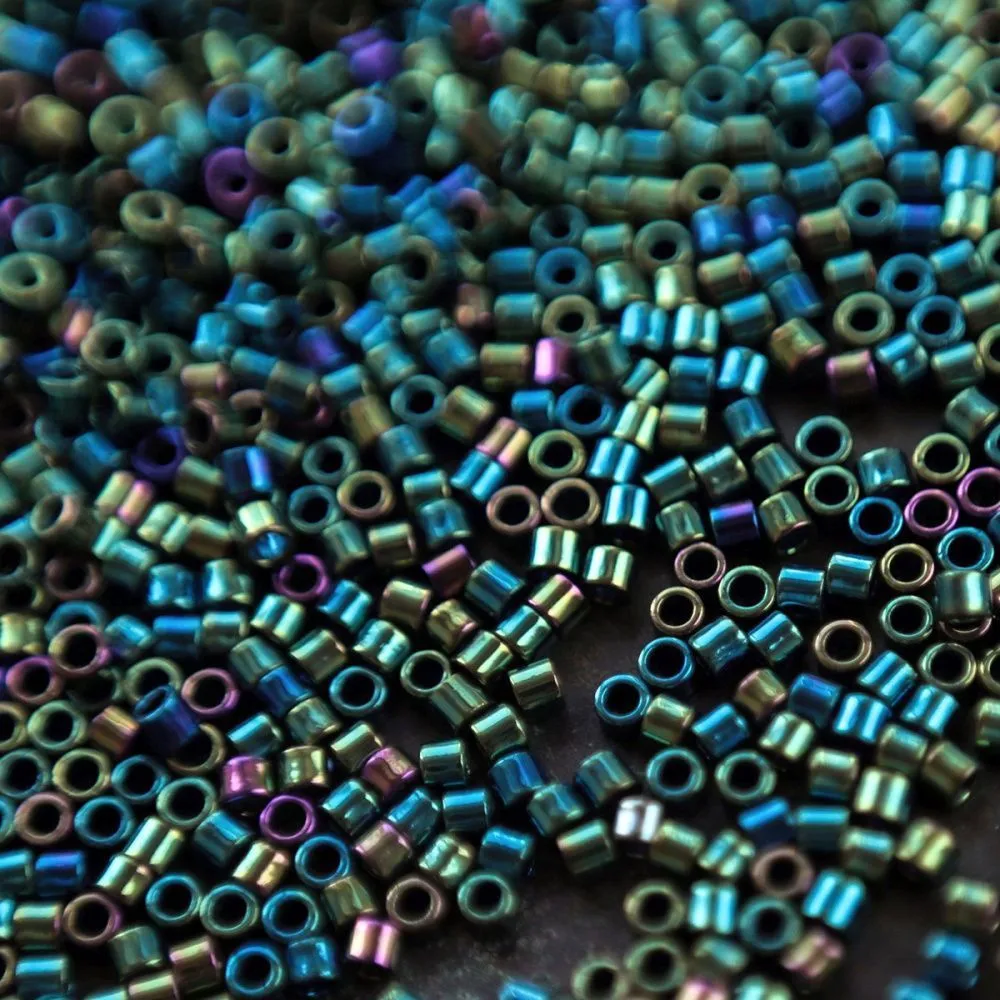 бисер "радуга", цилиндр, цвет ирис зеленый 15/0 (уп 7 г)