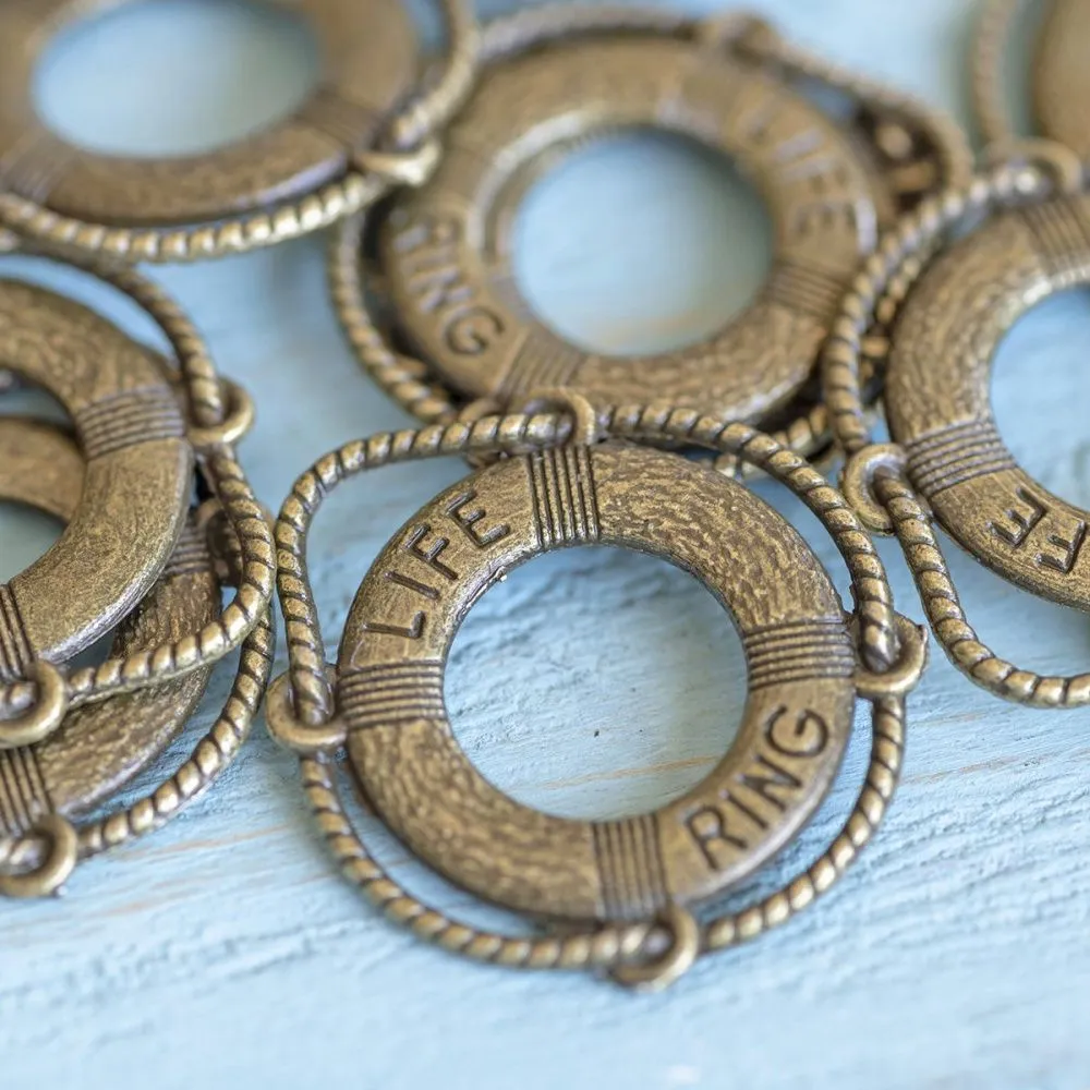 подвеска металлическая "спасательный круг", цвет античная бронза, 24x22x2 мм