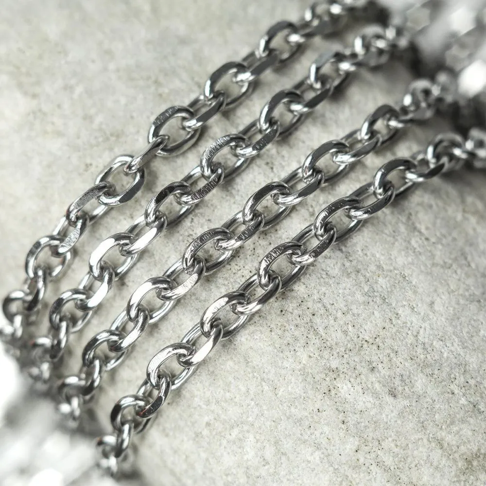 цепочка "овал 304", цвет стальной, звено 8x6x1.5 мм