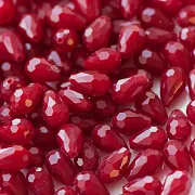 Бусина, имитация нефрита, граненая, стекло капля, цвет красный, 11х8 мм