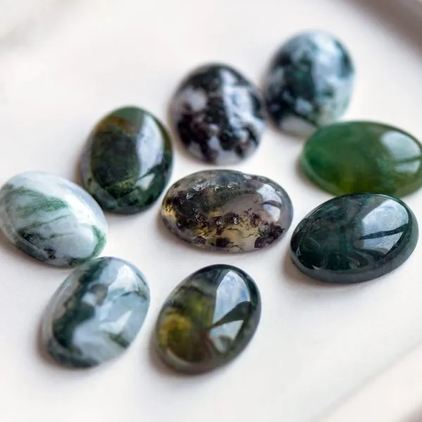 кабошон агат овальный, цвет зеленый темный, 18x13x5 мм