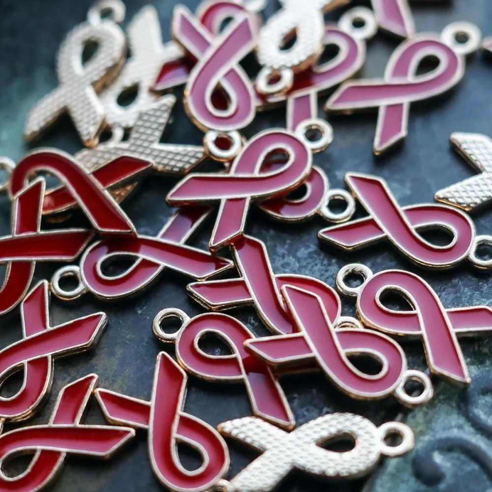 подвеска металлическая "ленточка", эмаль, цвет красный, 20x10x2 мм