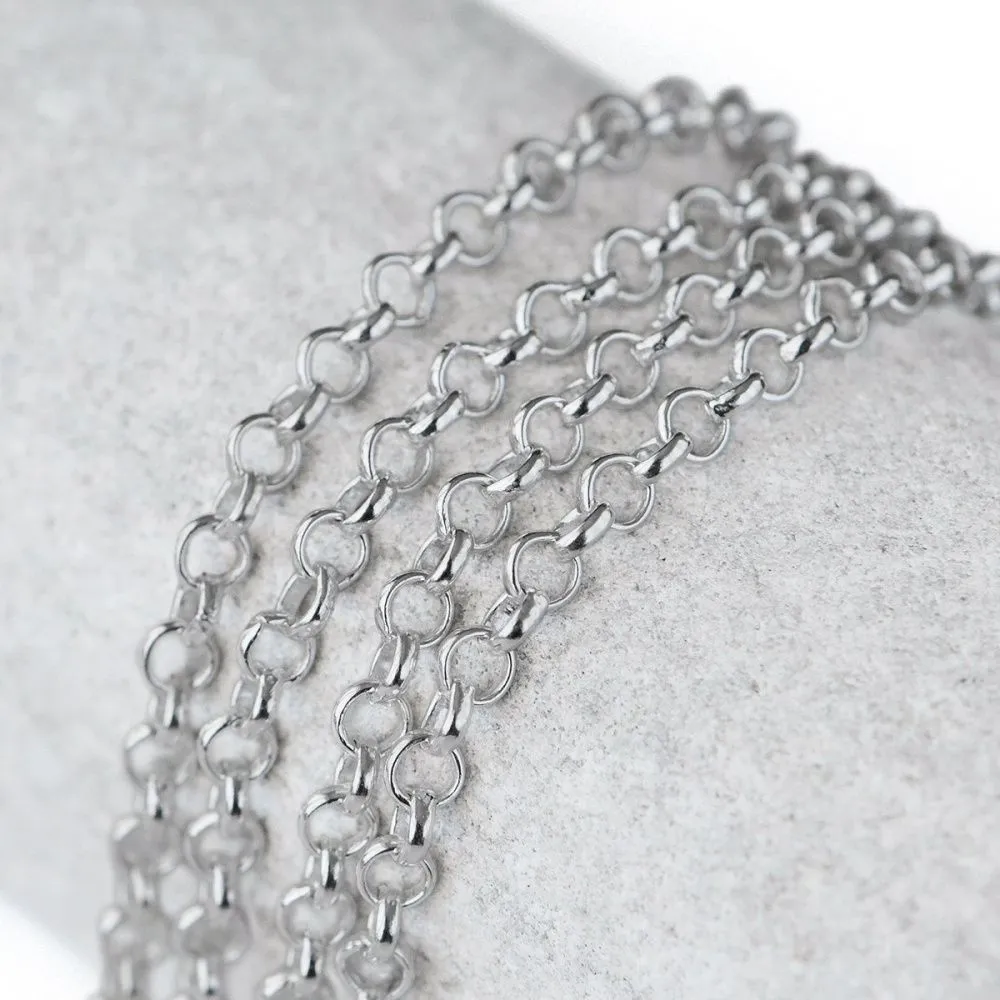цепочка "раунд", латунь, цвет серебро, звено 4х1.2 мм