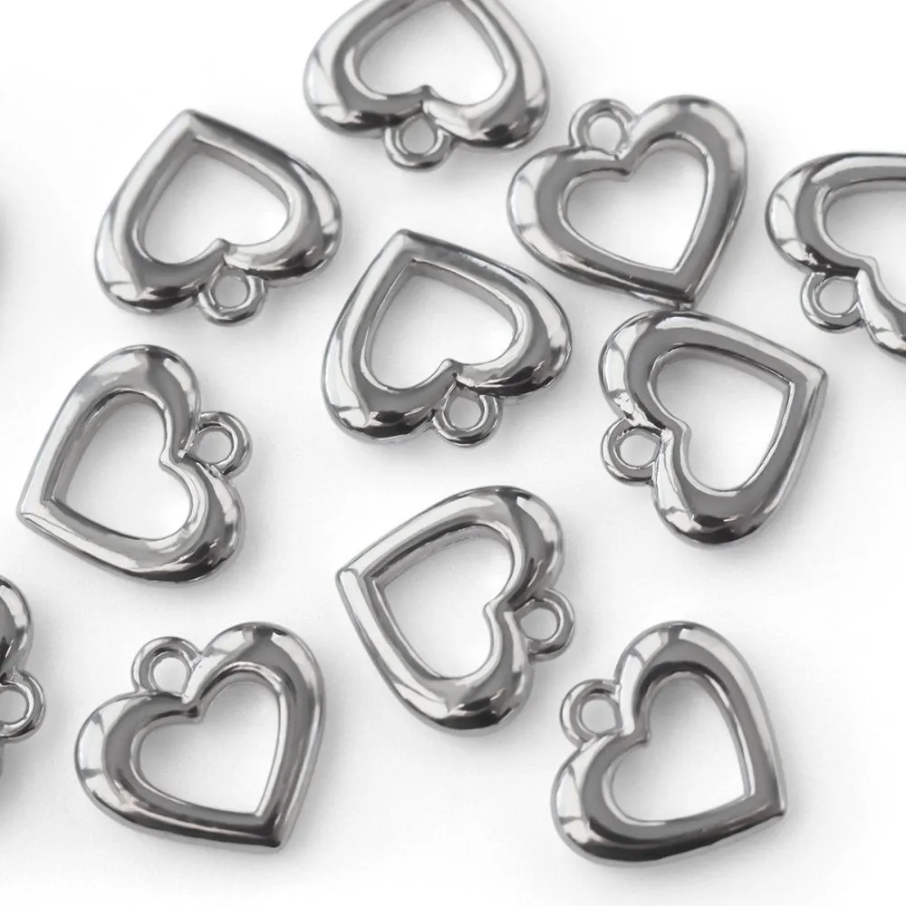 подвеска металл "сердце", цвет платина, 11x11.5x2 мм