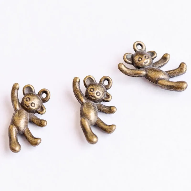 подвеска металлическая "мишутка", цвет античная бронза, 19x11x4.5 мм