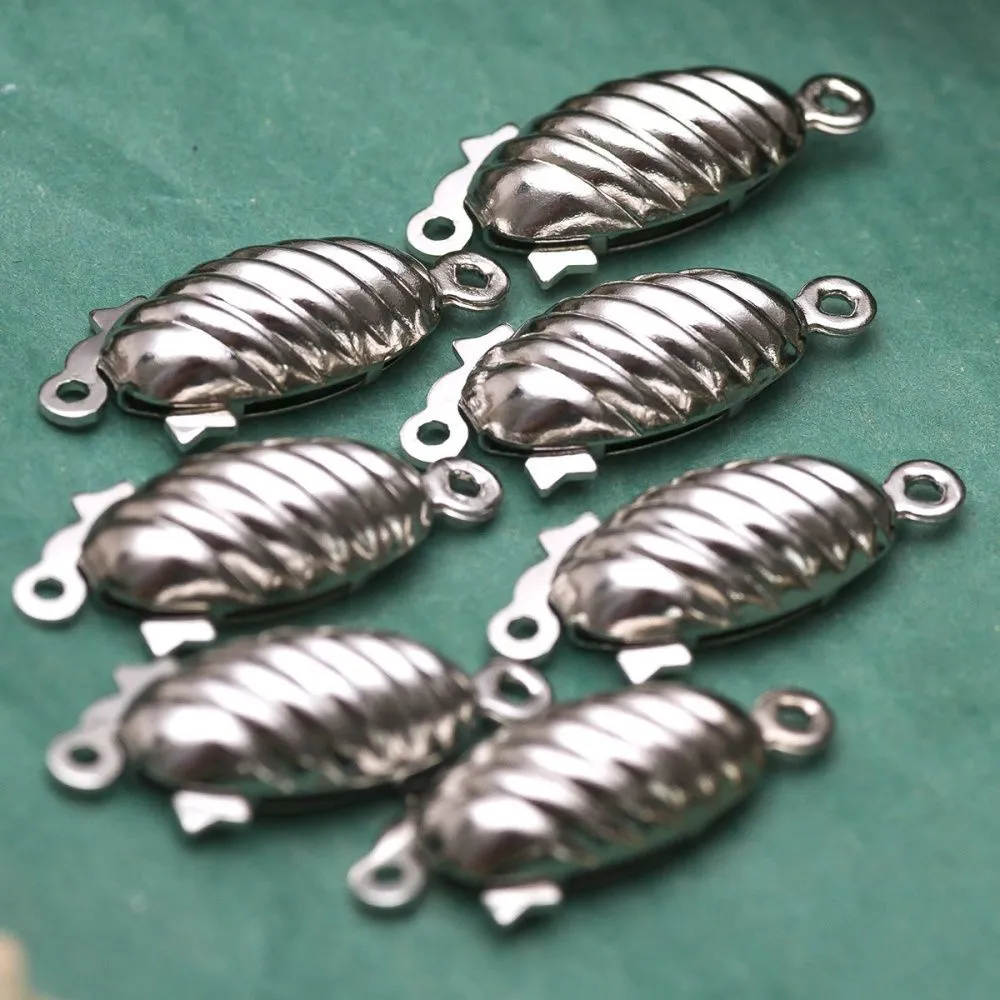 замочек-боб для жемчуга, цвет платина, 22x9x5 мм