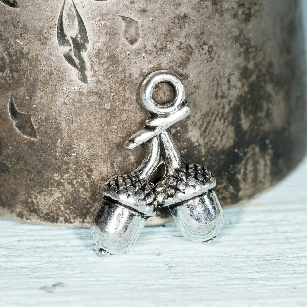 подвеска металлическая "желуди", цвет античное серебро, 15x11x5 мм