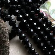 Бусина, стекло абакус 10, граненая, цвет черный, 10х7 мм 