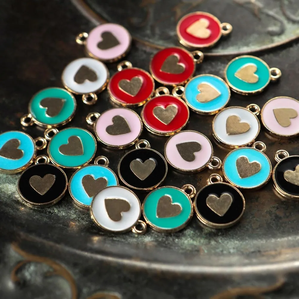 подвеска металлическая "бланк-харт", эмаль, цветовой микс, 16x13x2 мм