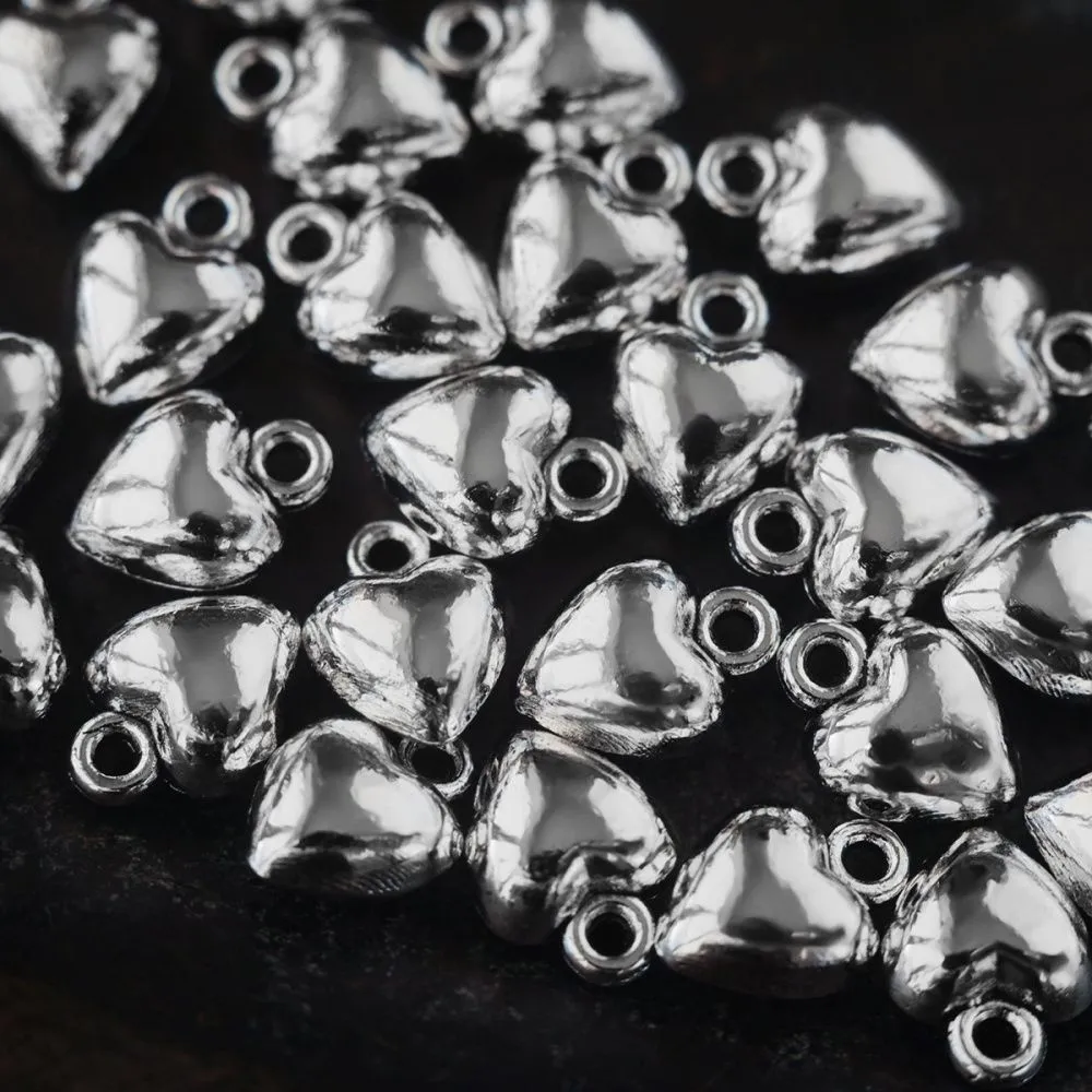 подвеска металл "сердце 3д", цвет античное серебро, 10x7x5 мм