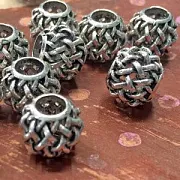 ЕС бусина металл "Сеть", цвет античное серебро, 11x9 мм