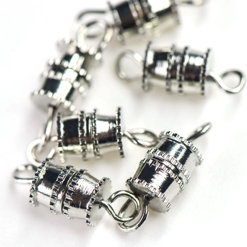 Замочки замочек винт-бочонок, цвет платина, 14x5 мм
