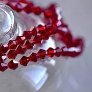 Бусина, стекло биконус 6, цвет темно-красный, 6 мм