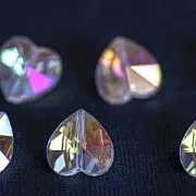 Бусина, стекло, "Сердце", граненая, цвет прозрачный радужный, 14х14х8 мм