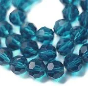 Бусина, стекло 10, граненая, цвет циан, 10 мм