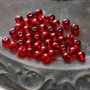 Бусина, стекло 8, цвет красный, 8 мм