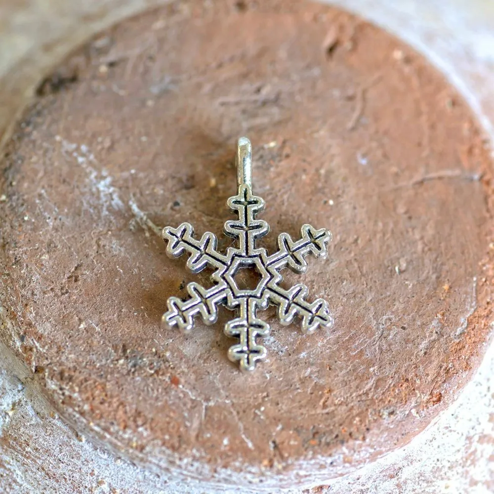 подвеска металлическая "снежинка новогодняя", античное серебро, 21x15x4 мм