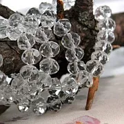 Бусина, стекло абакус 10, граненая, цвет прозрачный, 10х7 мм 