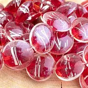 Бусина, стекло с фольгой, плоская, красный, 20 мм (шт)