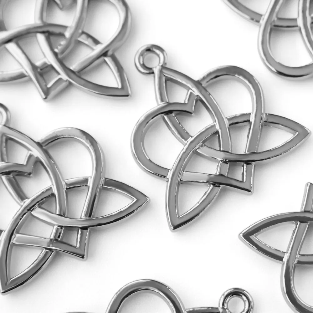 подвеска металл "трикетра харт", цвет платина, 24x21.5x2 мм