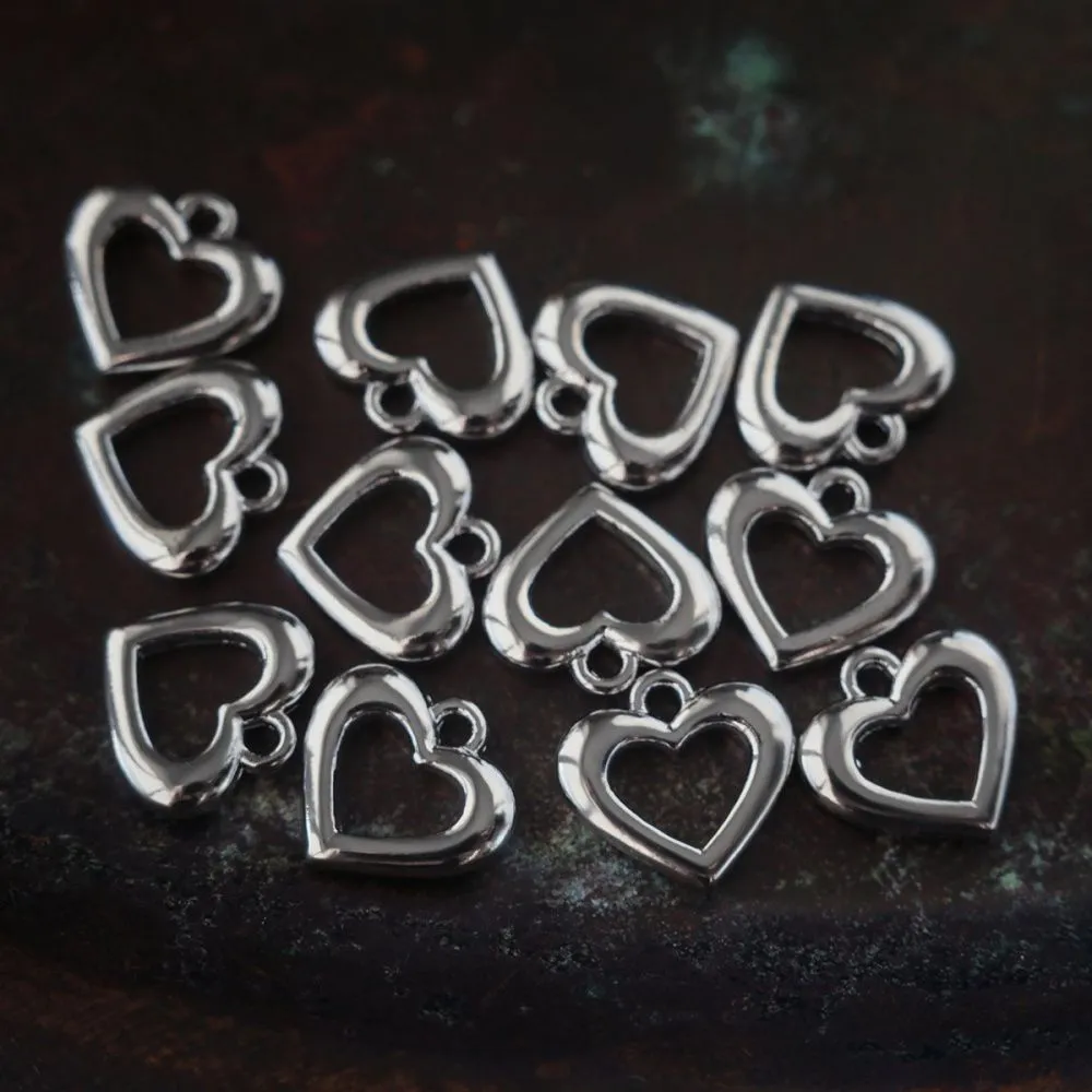 подвеска металл "сердце", цвет платина, 11x11.5x2 мм