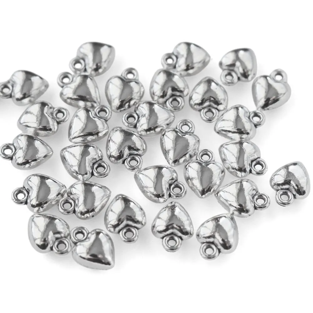 подвеска металл "сердце 3д", цвет античное серебро, 10x7x5 мм