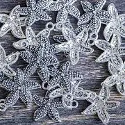 Подвеска металлическая "Морская звезда Астерия", античное серебро, 22x18x3 мм