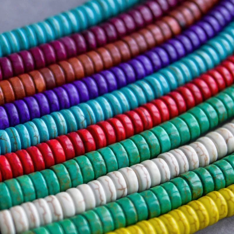 бусина говлит синтетический "хейши", рондель, цветовой микс, 8х4 мм