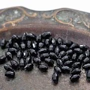 Бусина, стекло овальная, граненая, цвет черный, 8х6 мм