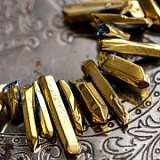 Бусина кварц, багет, цвет темно-золотой, размерный микс (уп. 20 г)