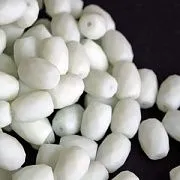 Бусина, стекло "Бочонок", граненая, цвет белый матовый, 12х10 мм
