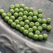 Бусина, стекло 6, цвет лайм, 6 мм