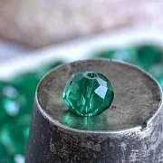 Бусина, стекло абакус 10, граненая, цвет сине-зеленый, 10х7 мм 