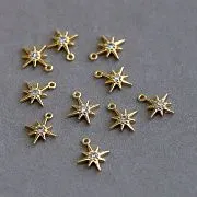 Подвеска металл "Стар", позолота/циркон, 10.5x8.5x2 мм