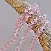 Бусина, стекло биконус 6, цвет розовый, 6 мм
