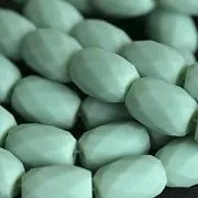 Бусина, стекло "Бочонок", граненая, цвет бирюзовый матовый, 12х10 мм