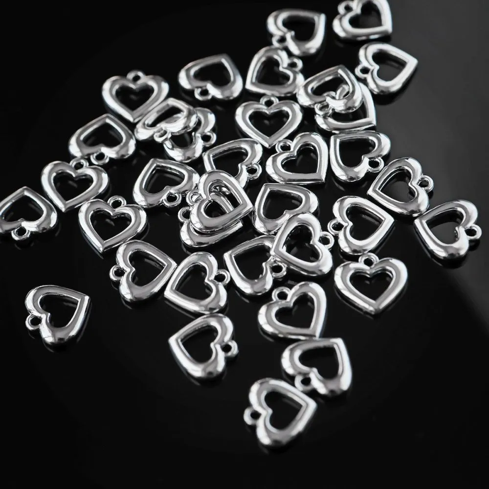 подвеска металл "сердце", цвет платина, 11x11.5x2 мм