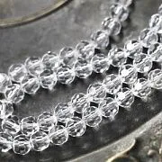 Бусина, стекло 8, граненая, цвет прозрачный, 8 мм