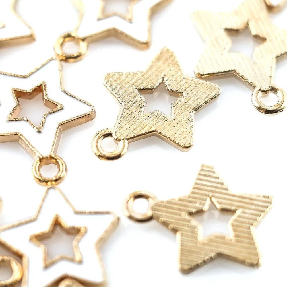 подвеска металлическая "стар", эмаль, цвет белый, 16x14x2 мм