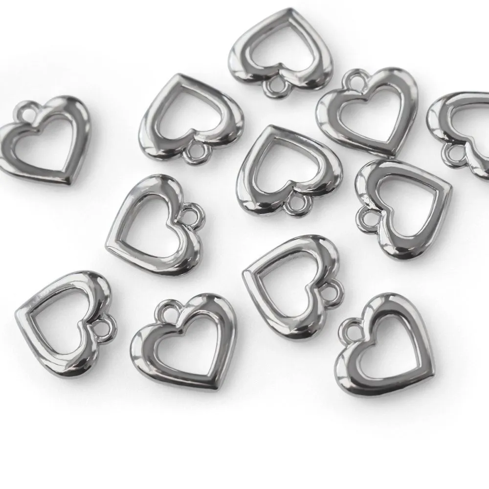 подвеска металл "сердце", цвет платина, 11x11.5x2 мм