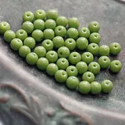 Бусина, стекло 6, цвет лайм, 6 мм