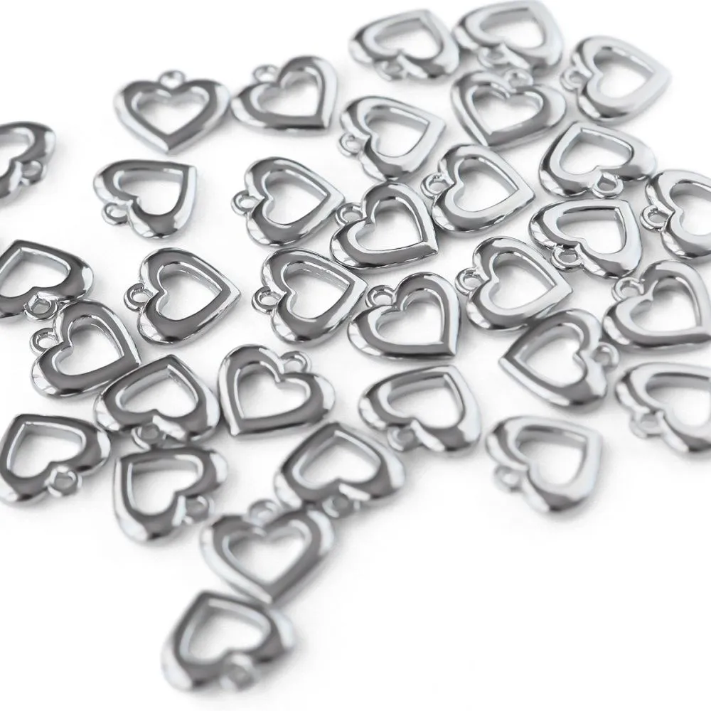 подвеска металл "сердце", цвет платина, 11x11.5x2 мм