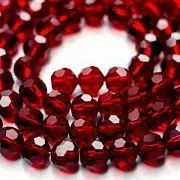 Бусина, стекло 8, граненая, цвет бордовый, 8 мм